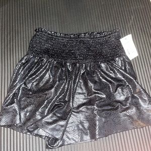 Shiny Black Snake Print Flowy Shorts Size S